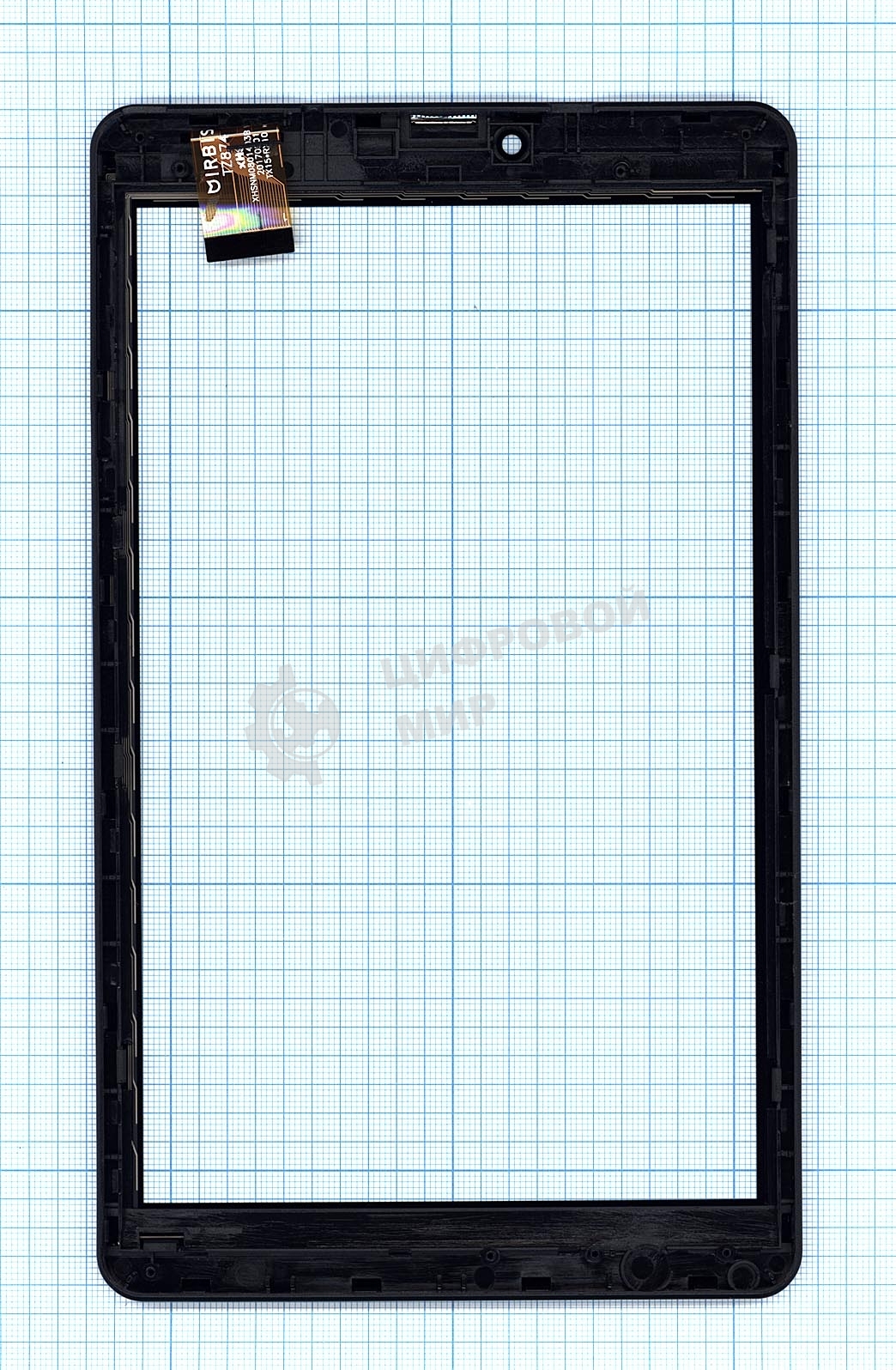 Сенсорное стекло (тачскрин) для Irbis TZ874, черное с рамкой