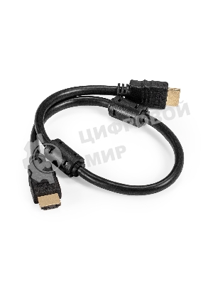 Кабель HDMI ExeGate EX-CC-HDMI2-0.5F (19M/19M, v2.0, 0,5м, 4K UHD, Ethernet, ферритовые кольца, позолоченные контакты)