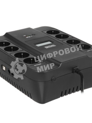 Источник бесперебойного питания Powercom Back-UPS SPIDER, Line-Interactive, LCD, AVR, 1100VA/605W, Schuko, USB, черный (1452054)