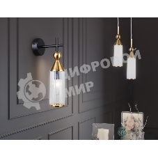 Настенный светильник Ambrella light LH55260 BK/BS/CL черный/латунь/прозрачный E14 max 40W 140*80*310