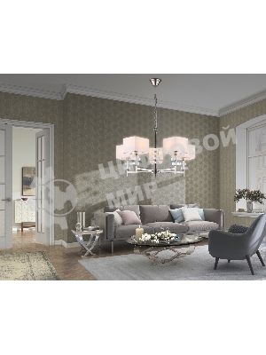 Люстра Ambrella light LH71321/5 SN/WH никель/белый E14/5 max 40W D700*850