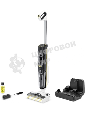 Пылесос вертикальный моющий Karcher FCV 4 Dry белый/черный, питание от аккумулятора, 180 Вт, уборка влажная/сухая, пылесборник 0.45 л