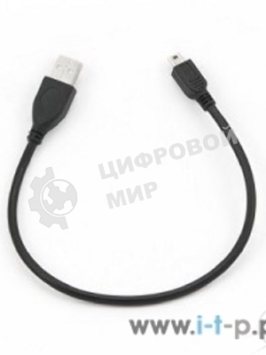 Кабель Gembird USB 2.0 PRO для соед. 0,3м AM/miniBM позол.конт., черный