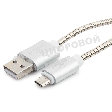 Кабель USB2.0 Cablexpert CC-G-mUSB02S-1.8M, AM/microB, серия Gold, длина 1.8м, серебро, блистер