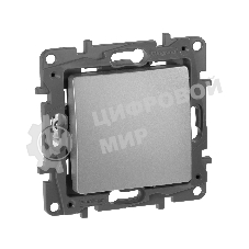 Выключатель 1-клавишный, авт.клеммы, 10AX, 250 В 672401 Legrand Etika Алюминий