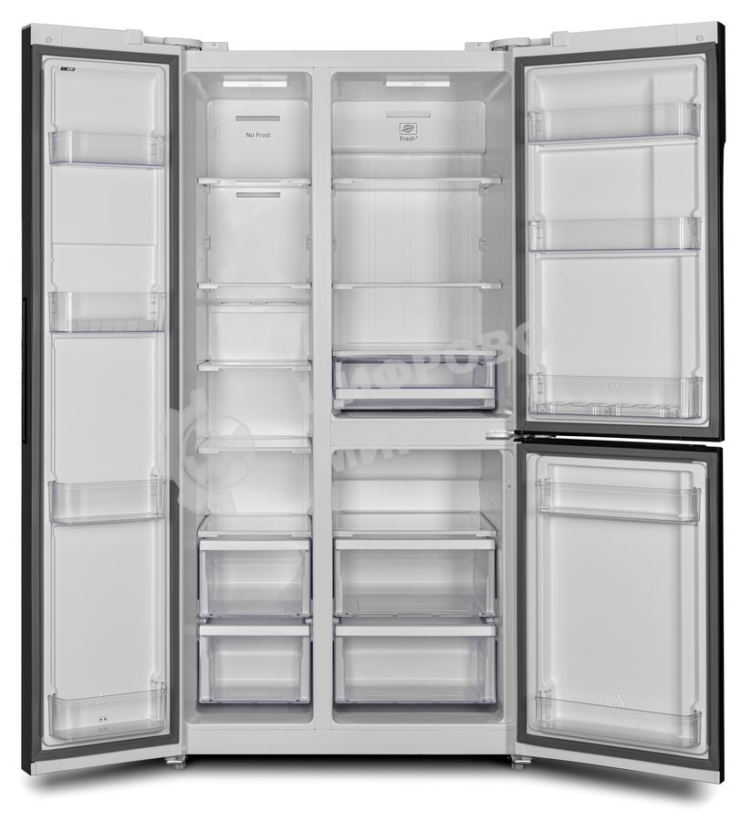 Холодильник Hyundai CS6073FV белое трехкамерный Side by Side 329/223л морозилка сбоку No Frost, Side by Side