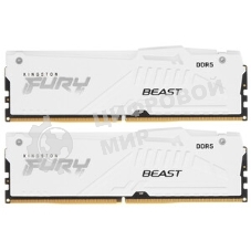 Оперативная память Kingston Fury Beast, DDR5, 32Gb (2x16 Gb), 6400 MHz, CL32, радиатор, RGB, белый