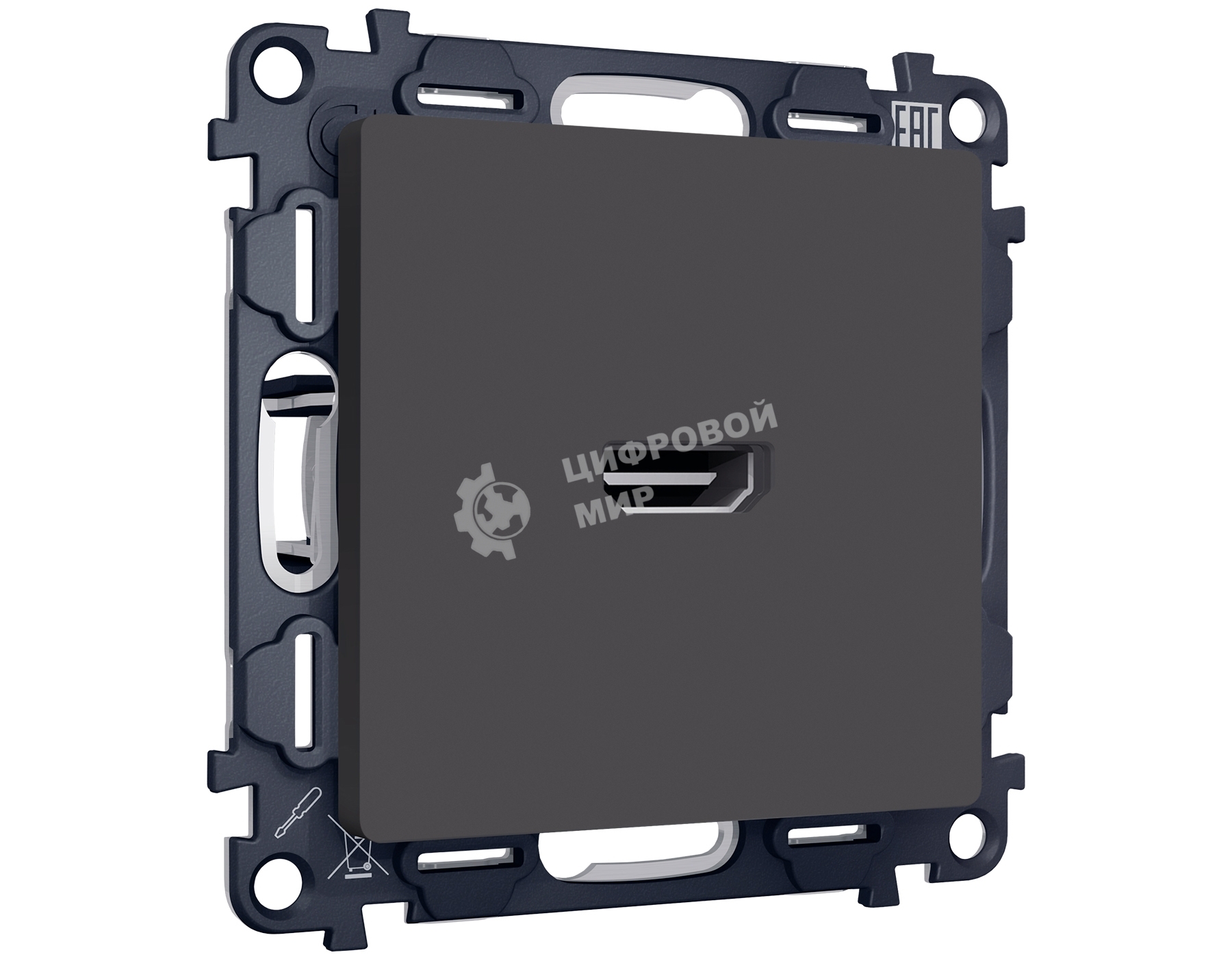 Комплект механизма розетки HDMI 2.0 ALFA Графит мягкое касание 40V/500mA 2.0GHz 5-18Gbit/s QUANT (AP9140, VM222) MA914010