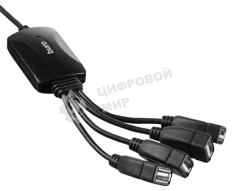 Разветвитель USB 2.0 Buro BU-HUB4-0.3-U2.0-Splitter 4порт. черный