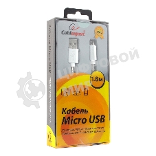 Кабель USB2.0 Cablexpert CC-G-mUSB02S-1.8M, AM/microB, серия Gold, длина 1.8м, серебро, блистер