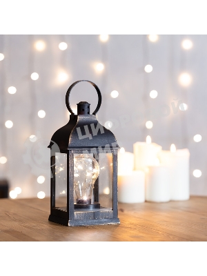 Декоративный фонарь Neon-night с лампочкой, бронзовый корпус, размер 10.5х10.5х22,5 см, цвет теплый белый