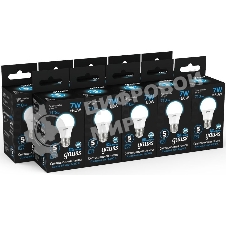 Лампа светодиодная Gauss 102502307 7Вт цок.: E27 груша 220B 6500K св. свеч. бел. хол. (упак.: 10 шт)
