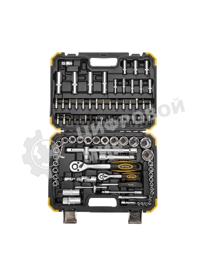 Набор инструментов Kranz 1/2, 1/4, CrV, пластиковый кейс, 94 предмета