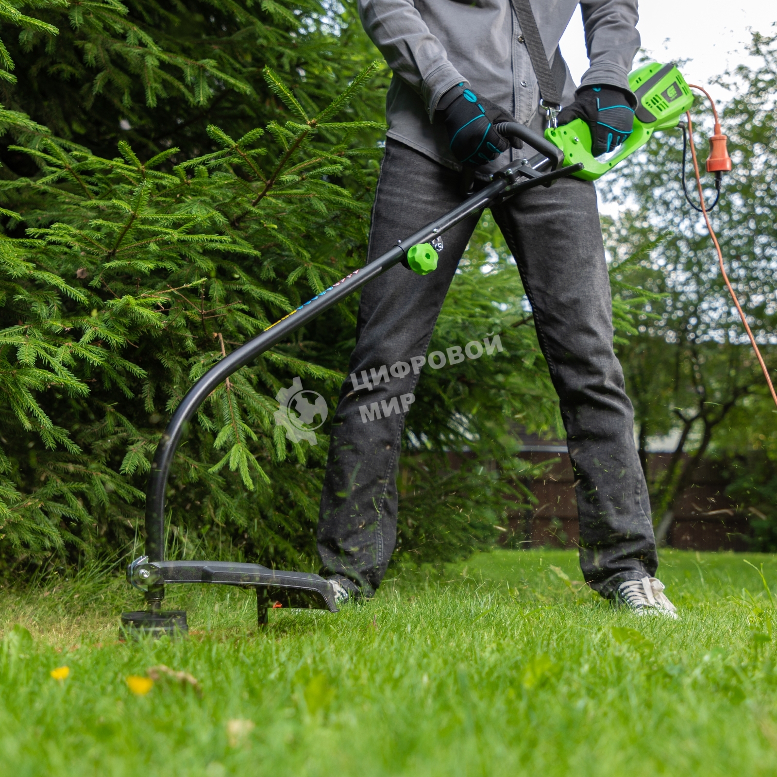 Триммер электрический Сибртех ЭКИ-1100, 1100 Вт, 350 мм, разборная штанга,катушка