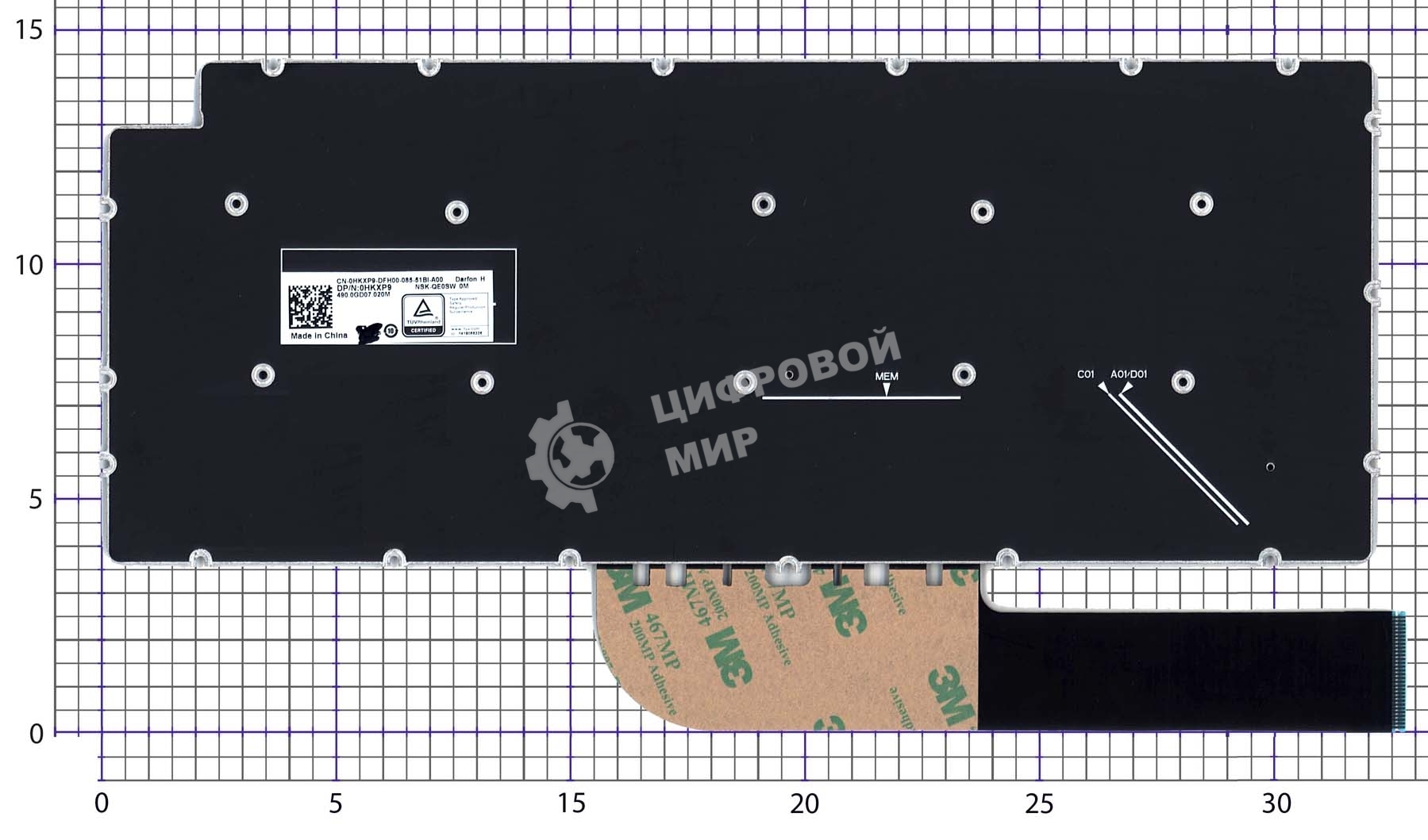 Клавиатура для ноутбука Dell Latitude 3301 черная без рамки