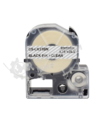 Картридж ленточный Cactus CS-LK3TbN черный шрифт, прозрачный фон (9 мм, 9 м) для Epson LW300/LW400/LW700/LW600P/LW1000P/K400/Z700/Z900