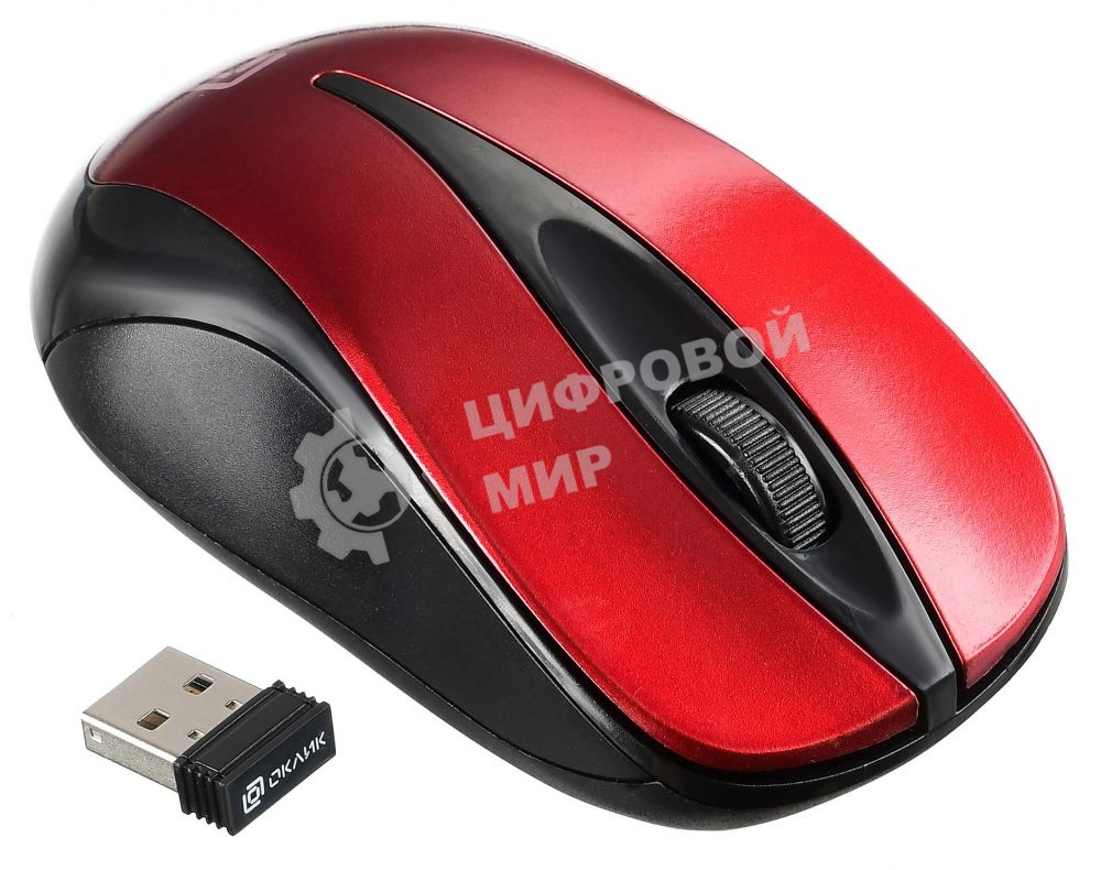 Мышь беспроводная Oklick 675MW черный/красный, 800 dpi, радиоканал, USB, кнопки - 3