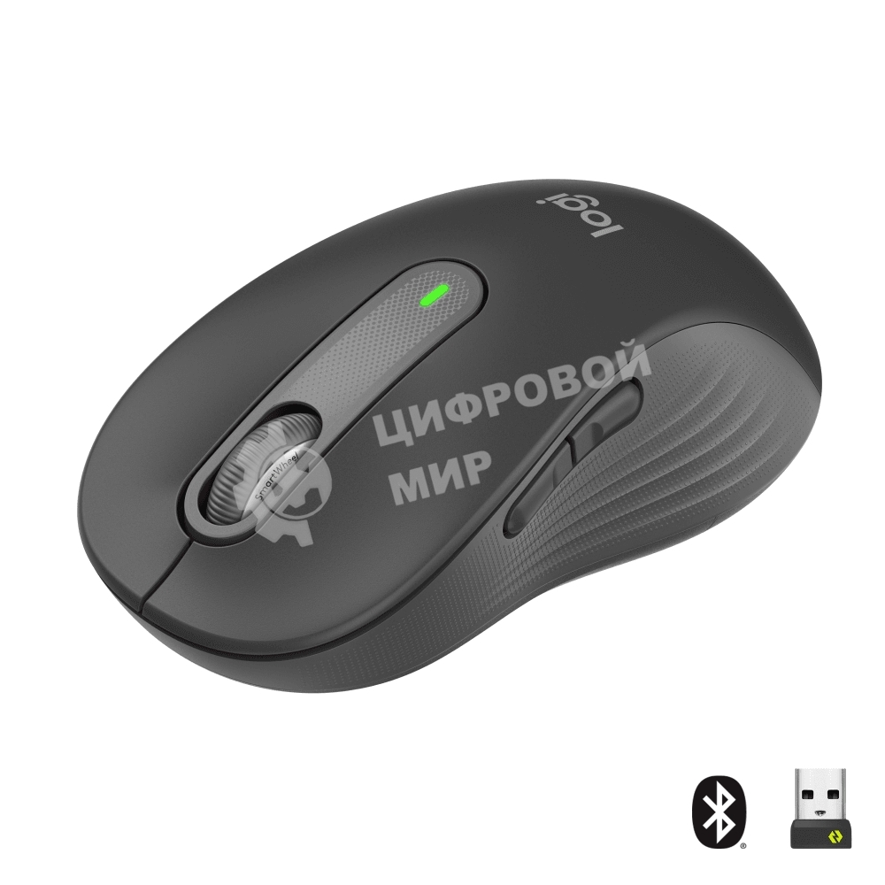 Мышь беспроводная Logitech Signature M650 L графитовый, 4000 dpi, радиоканал, Bluetooth, USB, кнопки - 5