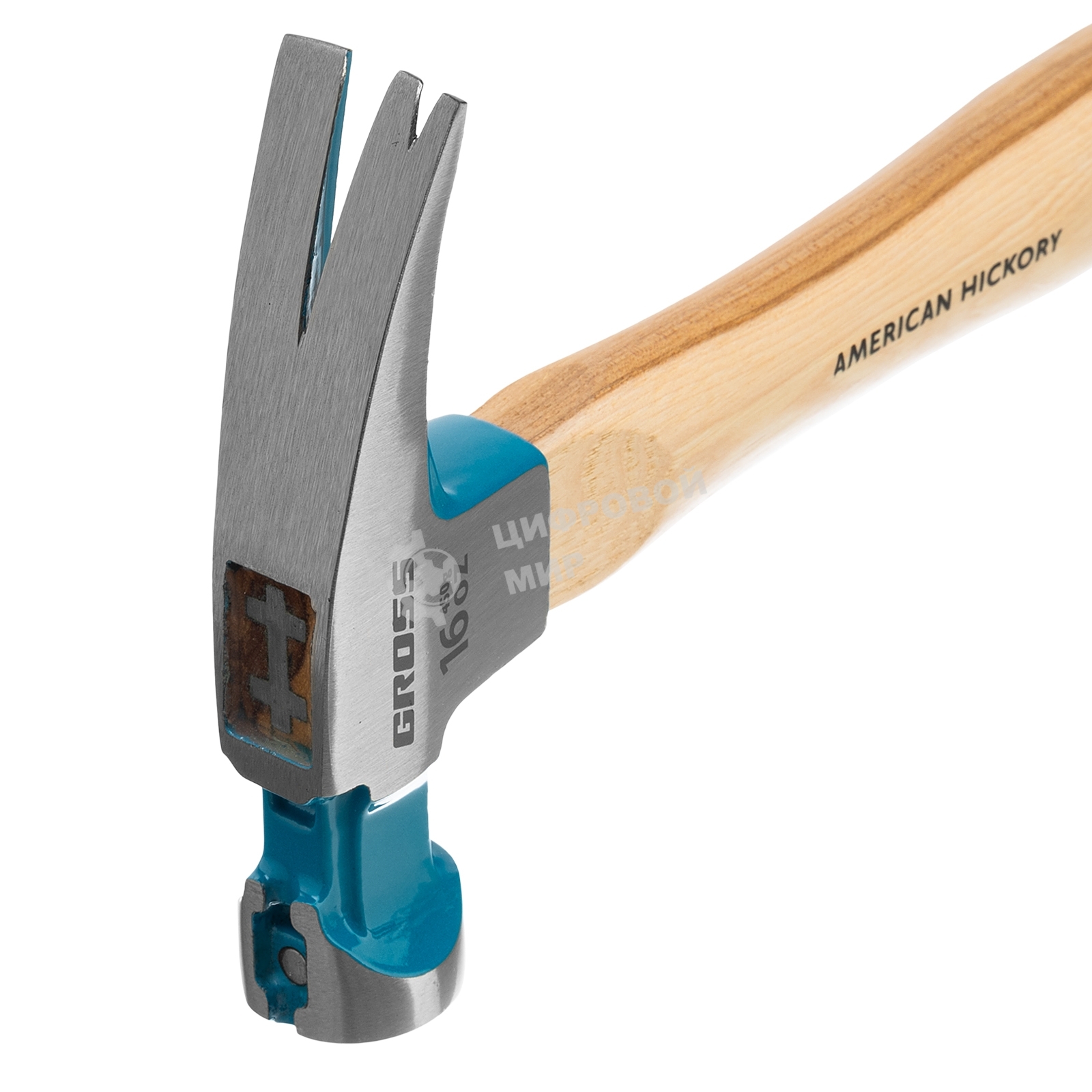 Молоток-гвоздодер Gross 10418 American hickory 450г, угол 75, магнит, обрезиненная рукоятка