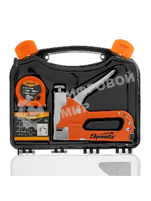 Набор Sparta: степлер мебельный регулируемый, скобы 500 шт, рулетка 2м., тип скобы 53, 4-14 мм