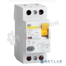 Выключатель дифференциального тока (УЗО) 2п 63А 100мА тип ACS ВД1-63 IEK MDV12-2-063-100