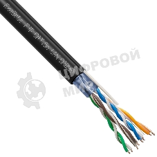 Кабель ExeGate Special FUTP4-C5e-CCA-S24-SW-OUT-PE-BK-305 FTP 4 пары кат.5e CCA, 0.5мм (24AWG), экран, внешн., с тросом, 305м, черн., PE