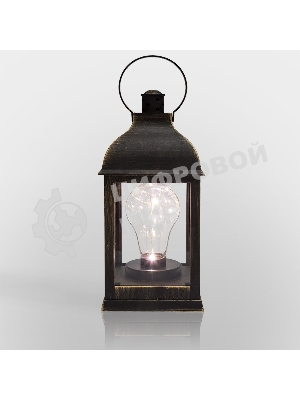 Декоративный фонарь Neon-night с лампочкой, бронзовый корпус, размер 10.5х10.5х22,5 см, цвет теплый белый