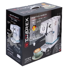 Кофеварка рожковая электрическаяTuarex TK-1245, объем-1.4л, материал- нержавеющая сталь, мощность:1450 Вт, давление пара 20 бар, 2 шт/уп