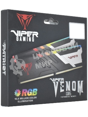 Оперативная память Patriot Viper Venom, DDR5, 32GB (2x16GB), 5600MHz, CL36, DIMM, с радиаторами, RGB, черный