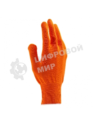Перчатки из синтетической нити, ПВХ точка, 13 класс, оранжевые, XL Россия