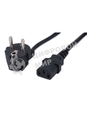 Кабель питания Гарнизон GPC-186-1-1.8M, Schuko-C13, 3x1.0 мм2, 16A, CCA, с заземлением, 1.8 м, черный, пакет