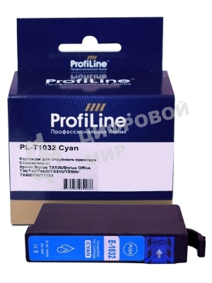 Картридж струйный ProfiLine PL-T1032 для принтеров Epson Stylus TX550/Stylus Office T30/T40/T40W/TX510/TX600/TX600FW/T1100 с чернилами Cyan 11,1 мл