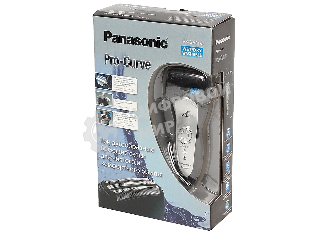 Электробритва сетчатая Panasonic ES-GA21 реж.эл.:3 питан.:аккум. черный/серый