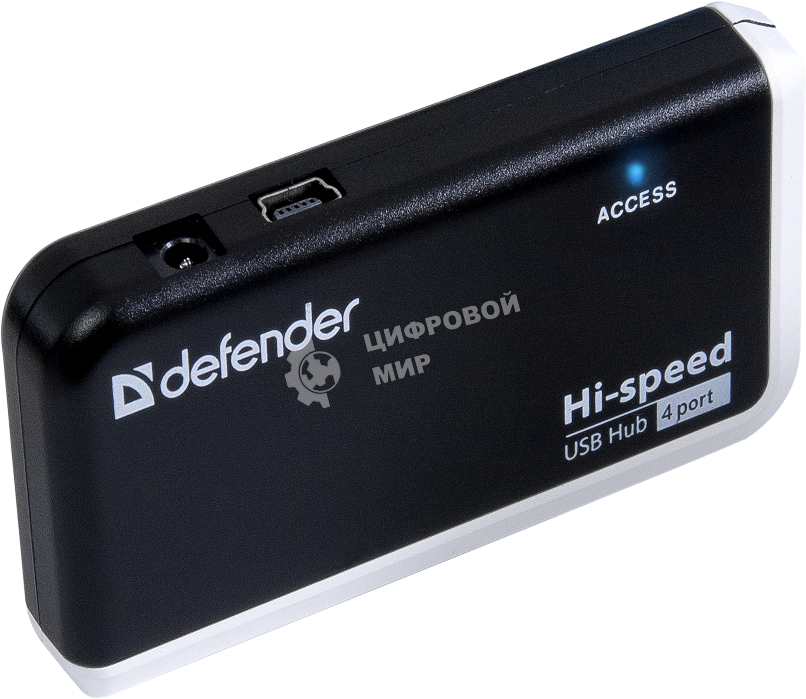 Разветвитель USB Defender QUADRO INFIX USB2.0 - 4 порта, скор. - до 480 Мбит/с, + кабель USB 2.0 A(M) - MiniB (M) - 1м.