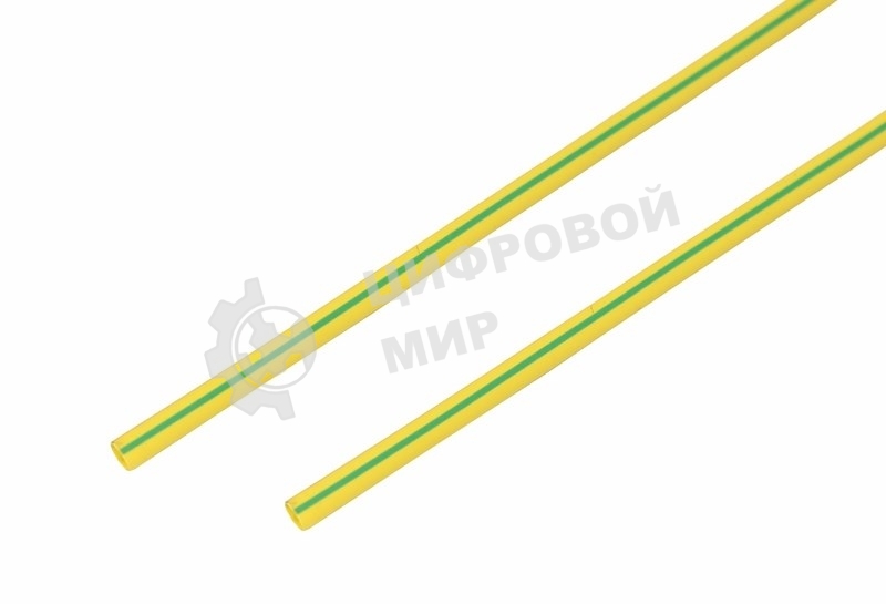 Термоусаживаемая трубка Rexant 4,0/2,0 мм, желто-зеленая, упаковка 50 шт. по 1 м