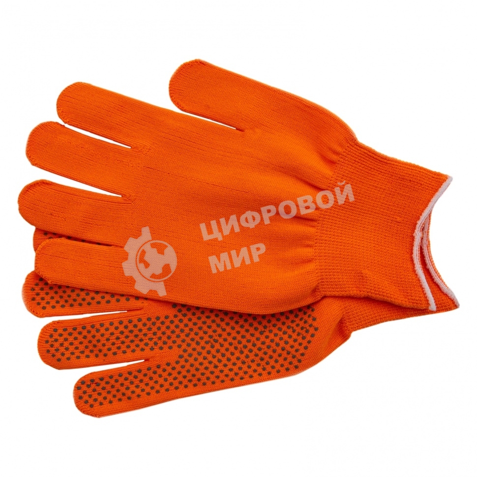 Перчатки из синтетической нити, ПВХ точка, 13 класс, оранжевые, XL Россия