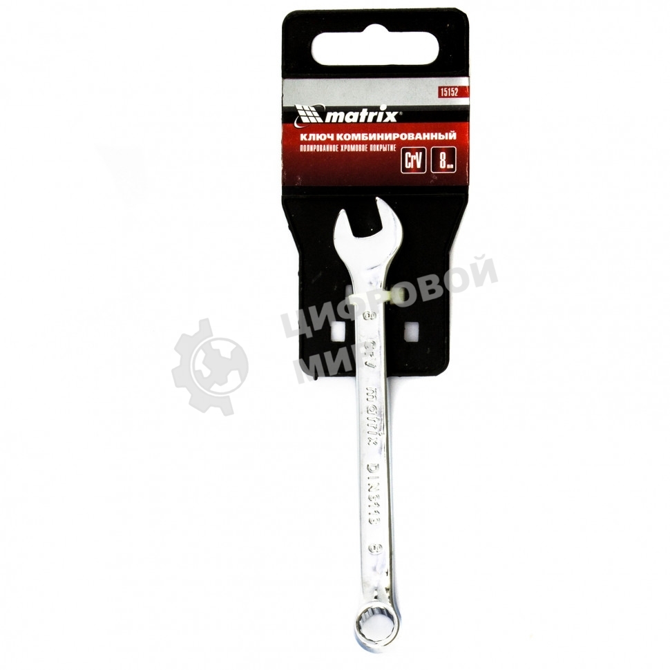 Ключ комбинированный Matrix, 8 мм, CrV, полированный хром