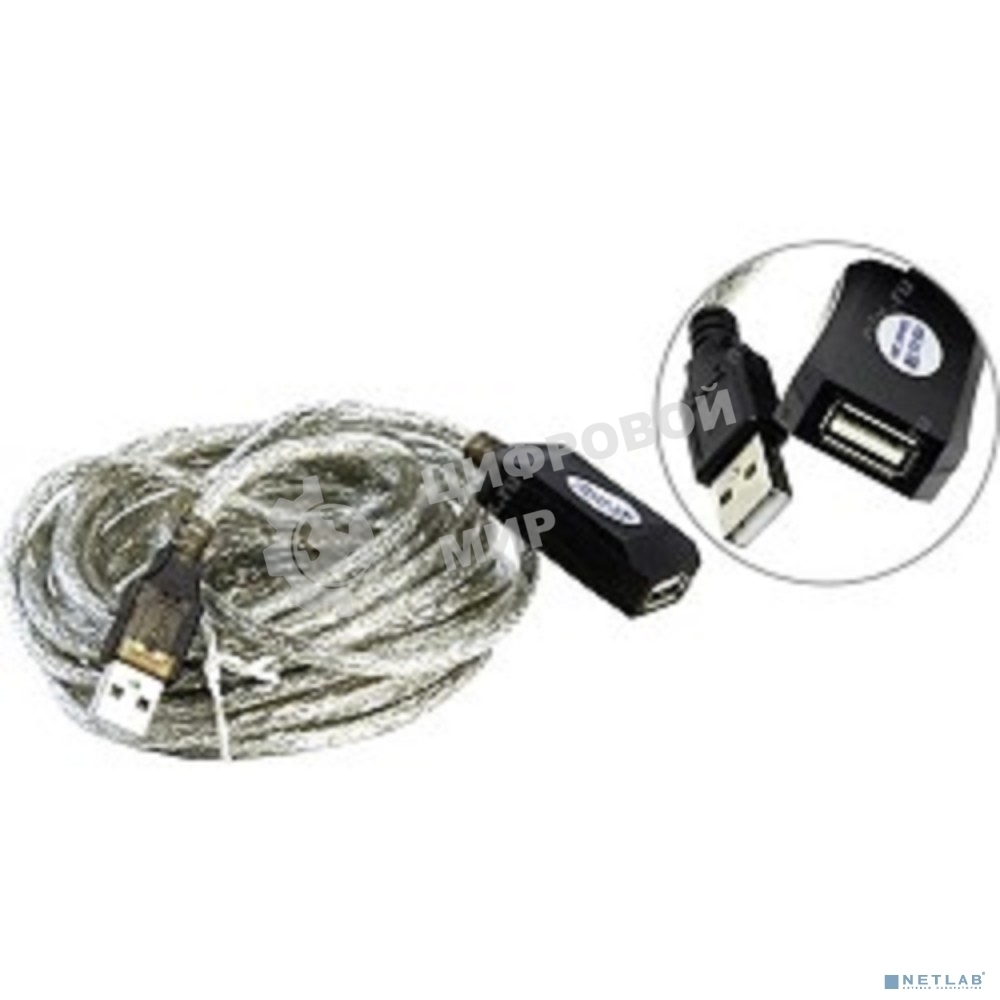 Кабель Aopen/QustКабель-адаптер USB2.0-repeater, удлинительный активный Am-->Af 5м (ACU823-5M) 6938510851314