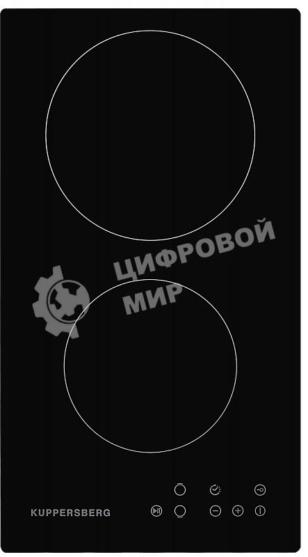 Электрическая варочная панель Kuppersberg ECO 302/домино, ширина 30 см, 2 зоны ускоренного нагрева HI-Light, 1 зона с двойным расширением, сенсорное управление, 3 цифровых дисплея, 9 уровней мощности, таймер, автоматика закипания, автоотключение, защита о