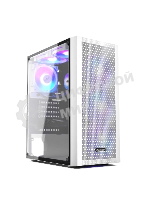 Компьютерный корпус без блока питания PCCOOLER MA100 MESH WH, Mesh Mid Tower, White, TG, 0.4 SPCC, 3x120мм ARGb ATX, mATX, mITX 160/310/180мм 2x2.5