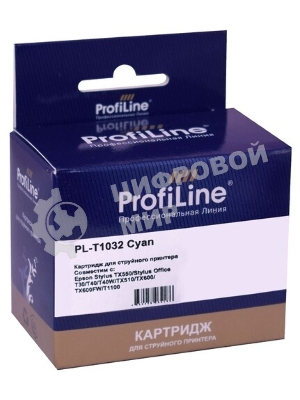 Картридж струйный ProfiLine PL-T1032 для принтеров Epson Stylus TX550/Stylus Office T30/T40/T40W/TX510/TX600/TX600FW/T1100 с чернилами Cyan 11,1 мл