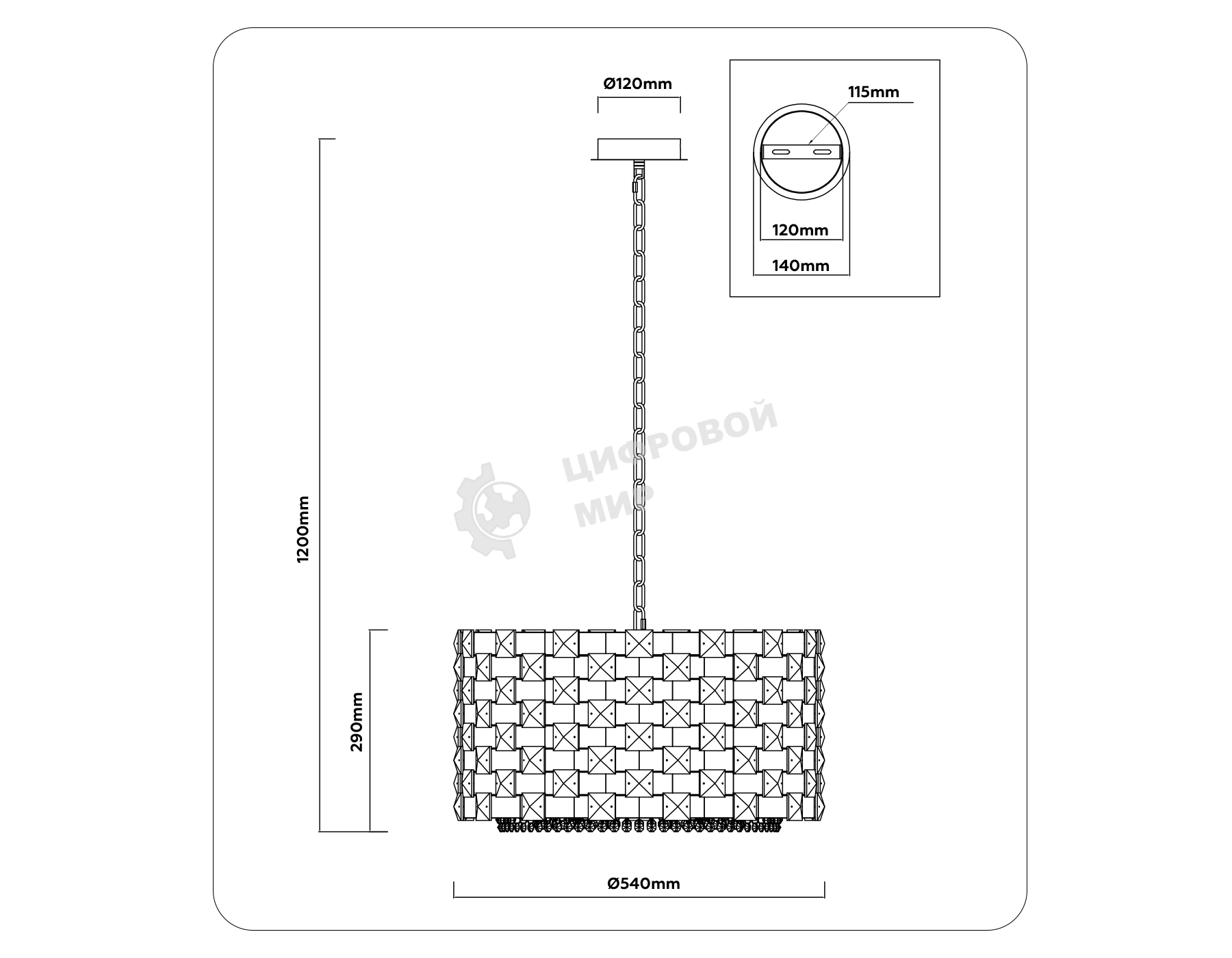 Люстра Ambrella light LH41001/12 CH/CL хром/прозрачный E14*12 max 40W D540*290