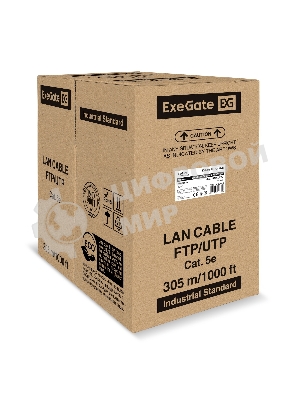 Кабель ExeGate Special UTP4-C5e-CCA-S24-IN-PVC-GY-305 UTP 4 пары кат.5e CCA, 0.48мм (24AWG), 305м, серый, PVC