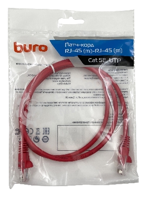 Патч-корд Buro cat.5e 1м красный RJ-45 (м)-RJ-45 (м)