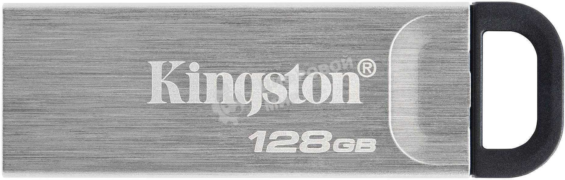Флешка USB Kingston DataTraveler KYSON (DTKN/128 Gb), 128Gb, USB 3.2 Gen 1, R/W 200/60, серебристый/черный