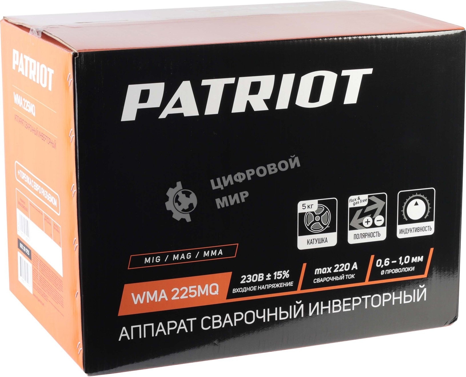 Сварочный аппарат PATRIOT WMA 225MQ (605301755) инверторный mig/mag/mma стальной и флюс. провлокой