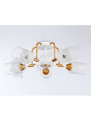 Светильник Ambrella light TR303323/5 WH/GD/CL/FR белый/золото/прозрачный/белый матовый E27*5 max 60W D620*200