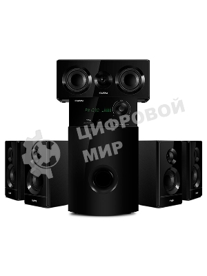 Аудиоколонки SVEN HT-210, черный, акустическая система 5.1, мощность (RMS):50Вт+5x15Вт, Bluetooth, Optical, Coaxial, FM-тюнер, USB/SD, дисплей, ПДУ