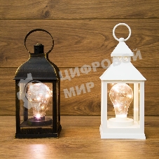 Декоративный фонарь Neon-night с лампочкой, белый корпус, размер 10.5х10.5х24 см, цвет теплый белый