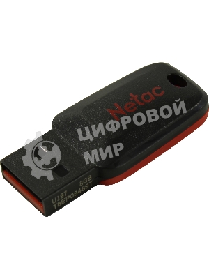 Флешка USB Netac U197 (NT03U197N-008G-20BK), 8Gb, USB 2.0, R/W 25/10, черный/красный